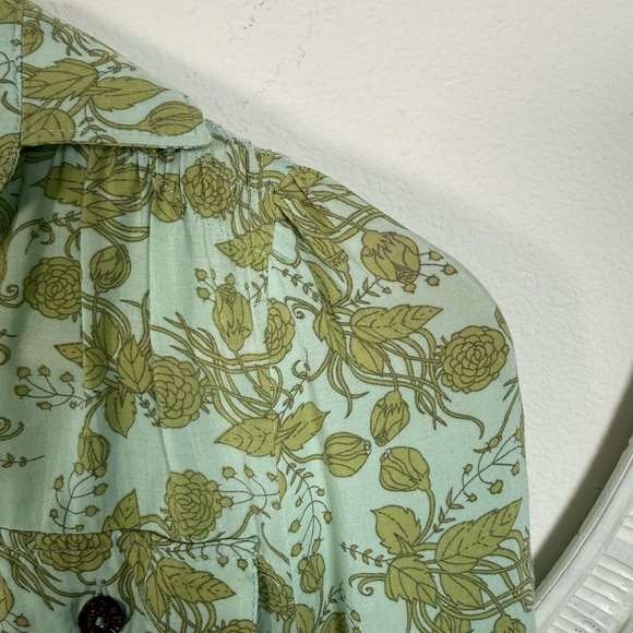 Matilda Jane Blouse Shirt Secret Fields Floral Mint & Olive Womens XS 3/4 Sleeve - Picture 4 of 14